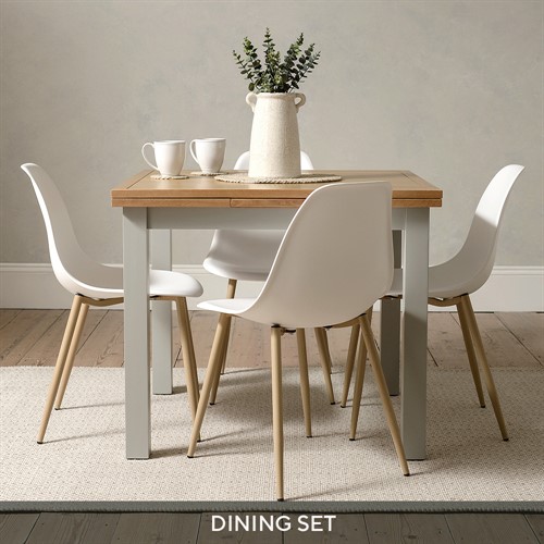 Simply Cotswold Pebble Grey 2-4 Seater Dining Table and 4 Dining Chairs