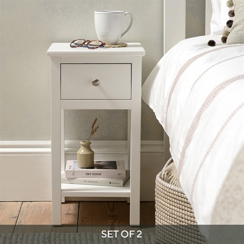 Simply Cotswold Pure White Pair of Bedside Tables