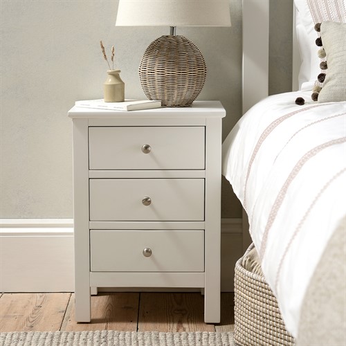Simply Cotswold Pure White 3 Drawer Bedside Table