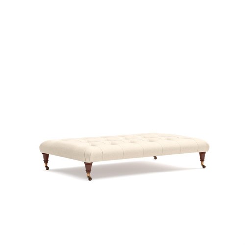 Amelia Large - Foot Stool - Lily White - House Linen Mix