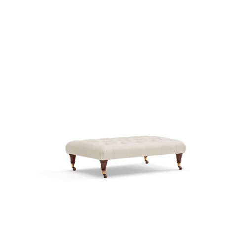 Amelia Small - Foot Stool - Lily White - Easyclean Linen Mix