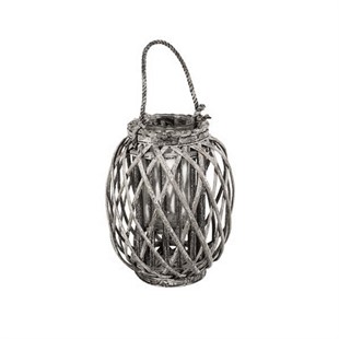 Small Willow Candle Lantern - Grey Wash