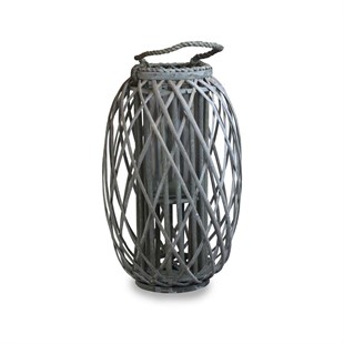 Large Willow Candle Lantern - Grey Wash