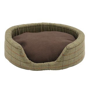 Chocolate Tweed Oval Dog Bed - Small
