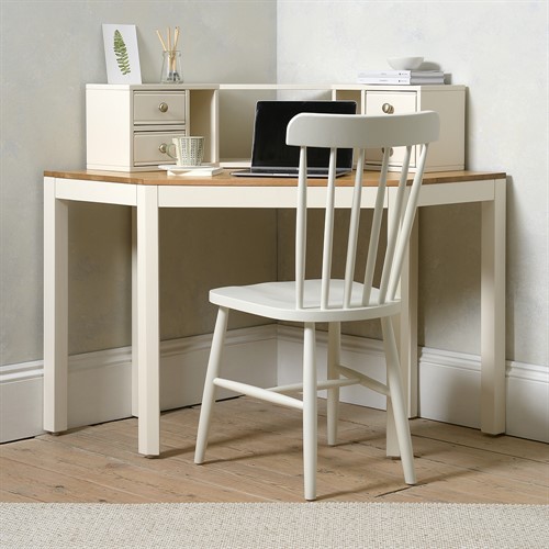 Chalford Warm White Corner Desk with Topper