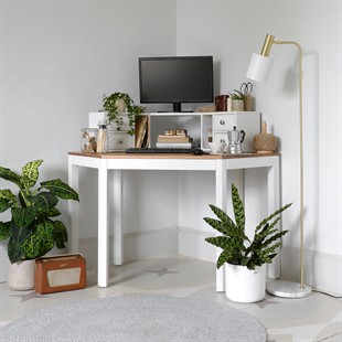 Chalford Warm White Corner Desk with Topper