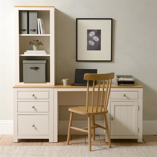 Chalford Warm White Desk with Bookcase and Filing Cabinet