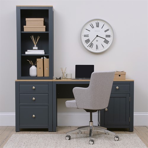 Chalford Inky Blue Desk with Bookcase and Filing Cabinet