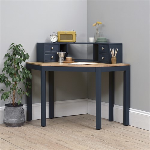 Chalford Inky Blue Corner Desk with Topper