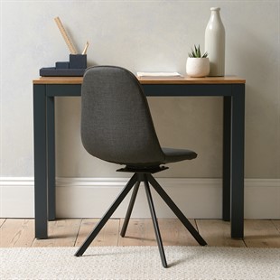 Chalford Inky Blue Large Simple Desk and Grey Swivel Chair