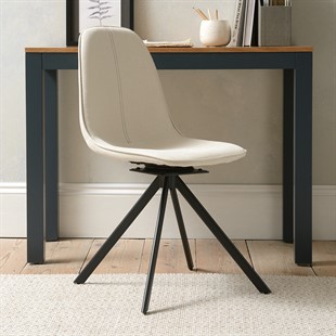 Chalford Inky Blue Large Simple Desk and Cream Swivel Chair