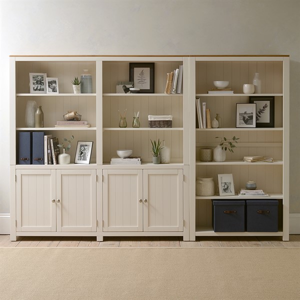 Chalford Warm White Large Bookcase, Large Black Library Bookcase
