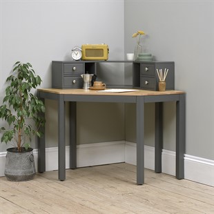 Chalford Dark Grey Corner Desk with Topper