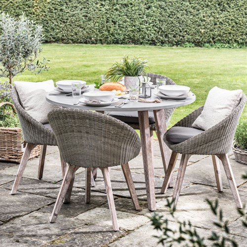 Cerney Grey Dining Set - Round Table and 4 Chairs