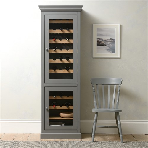 Kingscote Flint Grey Narrow Wine Storage Cabinet