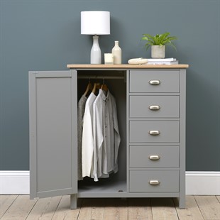 Simply Cotswold Storm Grey Painted Combi Wardrobe