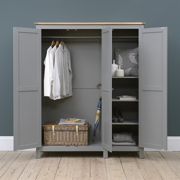 Simply Cotswold Storm Grey Full Hanging Triple Wardrobe The Cotswold