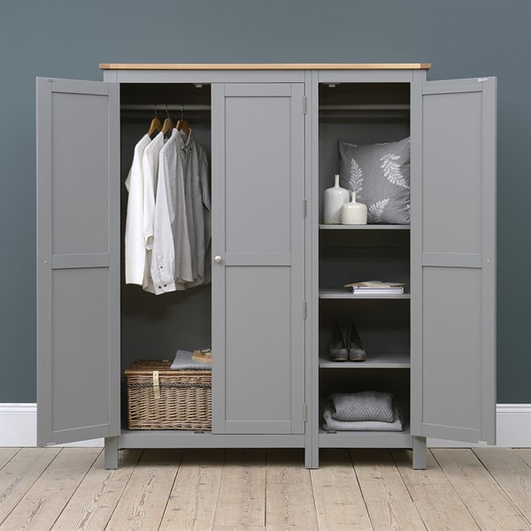 Simply Cotswold Storm Grey Full Hanging Triple Wardrobe The Cotswold