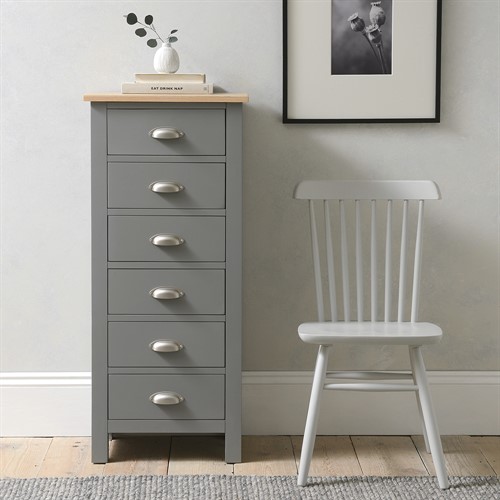 Simply Cotswold Storm Grey 6 Drawer Tall Chest