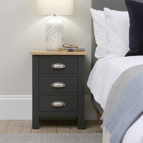 Simply Cotswold Charcoal 3 Drawer Bedside Table