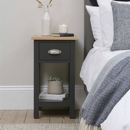 Gloucester Charcoal          Petite 1 Drawer Bedside Table