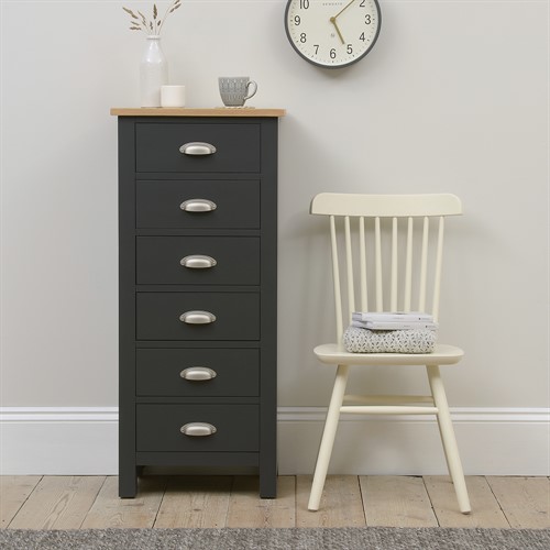 Simply Cotswold Charcoal 6 Drawer Tall Chest