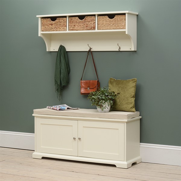 Farmhouse Painted Hallway Bench and Shelf Set The Cotswold Company