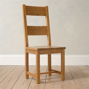 Oakland Rustic Oak Ladderback Chair - Wooden Seat Pad