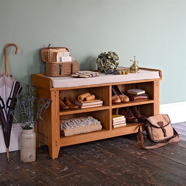 Oakland Shoe Storage Bench and Cushion The Cotswold Company