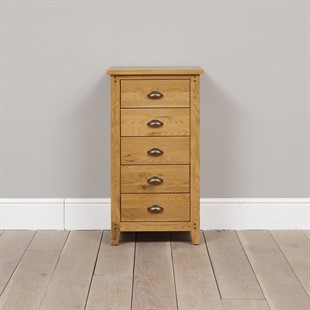 Oakland Rustic Oak New 5 Drawer Tall Chest