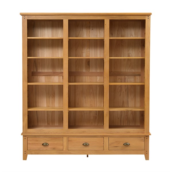 Oakland Rustic Oak New Grand Bookcase The Cotswold Company
