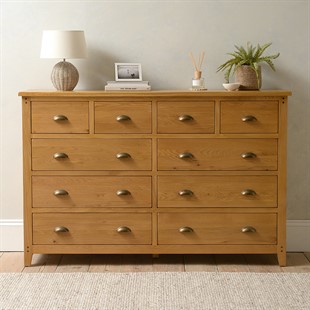 Oakland Rustic Oak New Wide 10 Drawer Chest