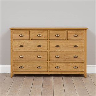 New Oakland Rustic Oak Wide 10 Drawer Chest
