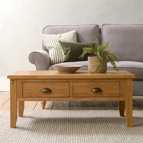 Oakland Rustic Oak New Coffee Table with Drawers