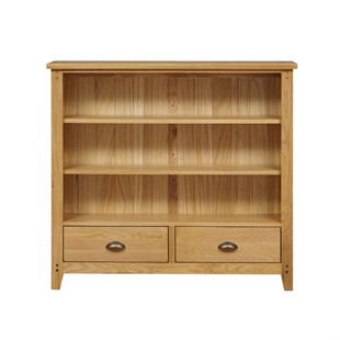 New Oakland Rustic Oak Low and Wide Bookcase