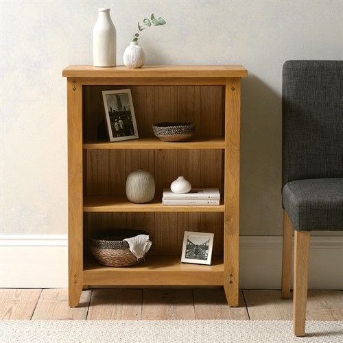 Oakland Rustic Oak New Small Bookcase 3 Shelves