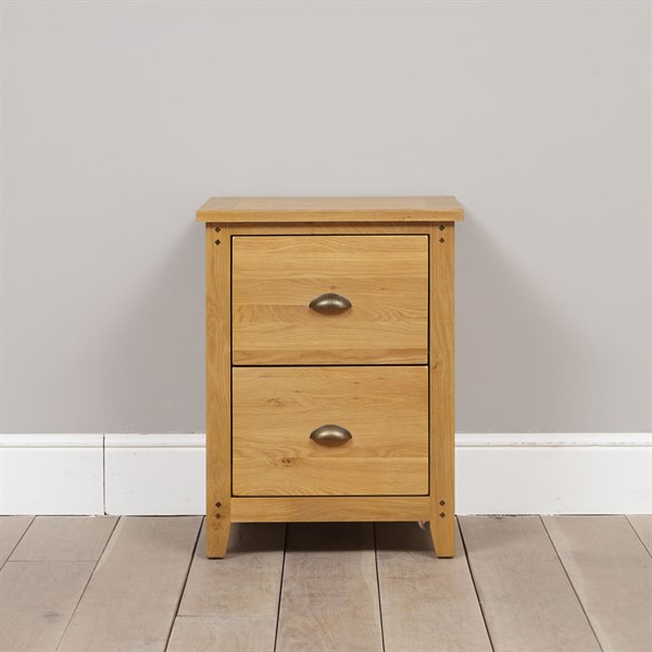 Oakland Rustic Oak New 2 Drawer Filing Cabinet - The Cotswold Company