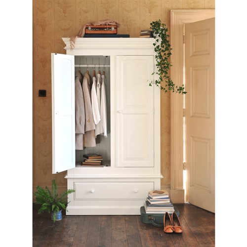 Burford Ivory Double Wardrobe with Drawer