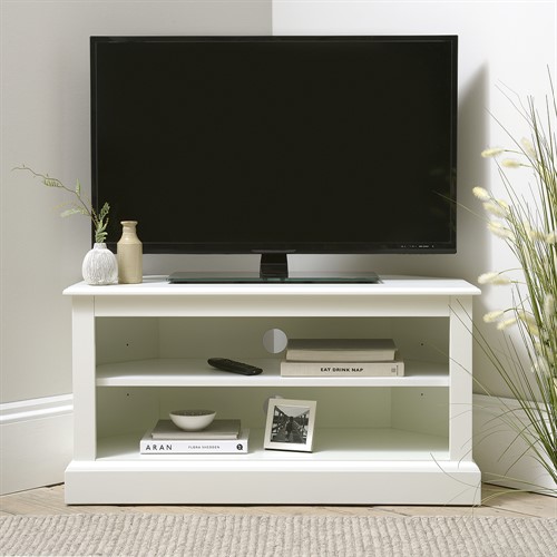 Burford Ivory Small Corner TV Stand up to 43"