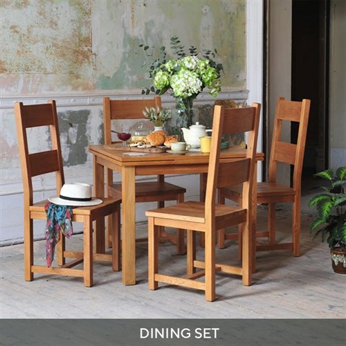 Oakland 90cm-155cm Ext. Table and 4 Ladderback Chairs