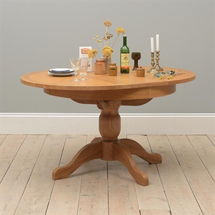 Oakland Rustic Oak 110-145cm Round Ext. Table