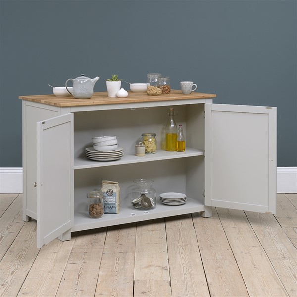 Portobello Grey Breakfast Bar Island with Stools The Cotswold Company