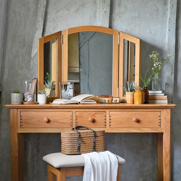 Milton Oak Dressing Table Mirror The Cotswold Company