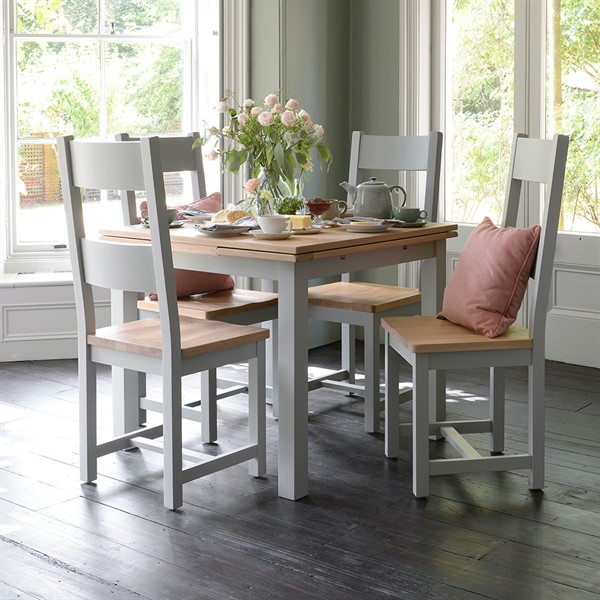 dove grey dining table and chairs