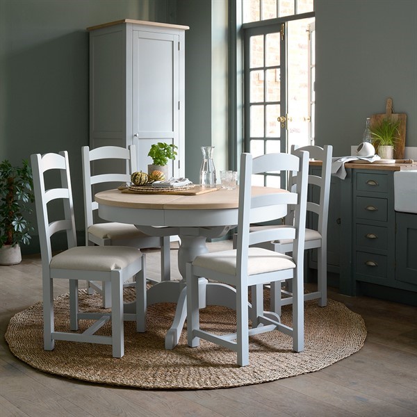 dove grey dining table and chairs