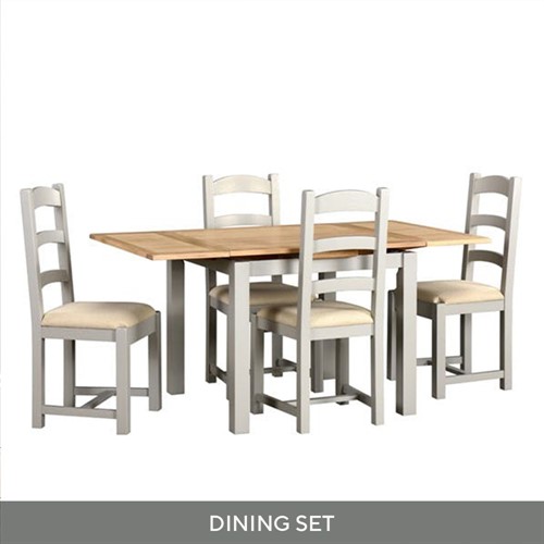 Chester Dove Grey 90cm-155cm Ext. Table and 4 Chairs