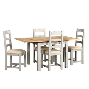 Chester Dove Grey 90cm-155cm Ext. Table and 4 Chairs
