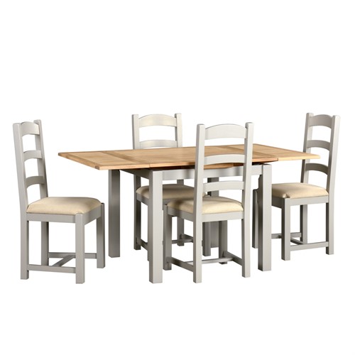 Chester Dove Grey 90cm-155cm Ext. Table and 4 Chairs