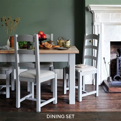 Chester Dove Grey 132-162-192cm Ext. Table and 4 Chairs