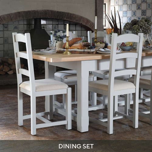 Chester Dove Grey 180-220-260cm Ext. Table and 6 Chairs